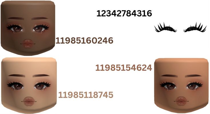 three different types of eyes and eyebrows with numbers on the bottom half of their faces