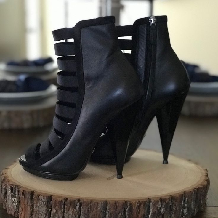 Authentic Black Leather Gucci Olimpia (347556) Open Toe Bootie Purchased From Neiman Marcus With Original Tags And Box. **Original Sale Price $995.00** **Price Drop From $700 To $500 On 6/21/20** Product Includes: Replacement Heel Taps Size: 36.5 Gucci Leather Heels With 4-inch Heel, Gucci Ankle Strap Leather Heels, Luxury Open Toe Formal Boots, Gucci Ankle Strap Heels In Calf Leather, Modern Gucci Heels With Round Toe, Chic Gucci Heels With Reinforced Heel, Gucci High Heel Boots For Formal Occasions, Gucci High-heeled Boots For Formal Occasions, Gucci Leather Heels For Spring