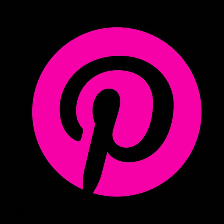 a pink and black pinwheel logo on a black background with the letter p in the center