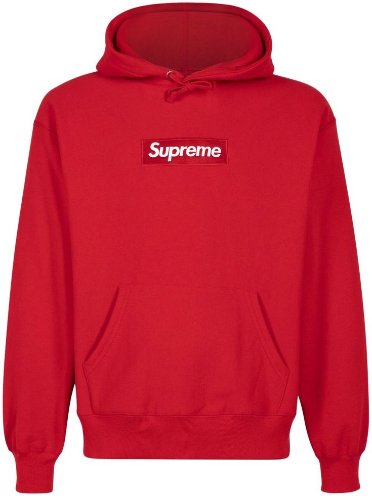 red cotton signature box logo drawstring hood long sleeves front pouch pocket ribbed cuffs and hem When buying this unisex item, keep in mind that it is graded in standard men's sizing. Surfboard Repair, Supreme Box Logo, Surfboard Bag, Versace Outfit, Surf Outfit, City Dress, Box Logo, Summer Beach Wear, Red Hoodie