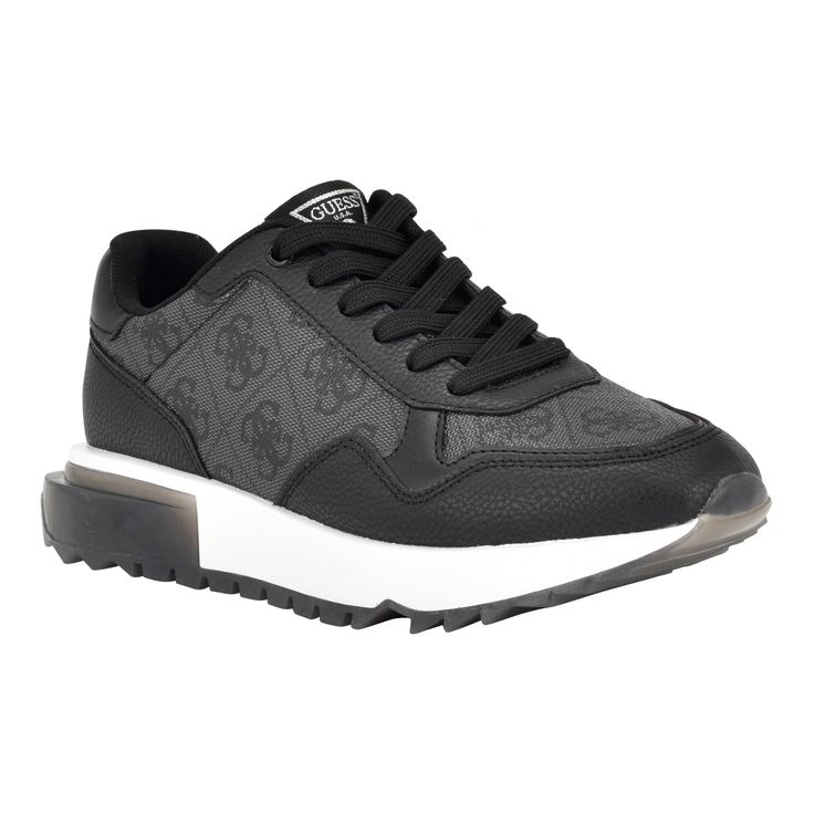 PRICES MAY VARY. Flaunt your love of old school in the retro-inspired Melany sneakers from GUESS. It features a two-tone jogger bottom and iconic GUESS branding. These sneaker will compliment any outfit! -189 -Melany Logo Closed Toe Lace-Up Closure Imported Guess Logo, Kids Trend, Mens Trends, Kids Luggage, Luxe Gifts, Easy Going, Luxury Store, Women Trends, Black Logo