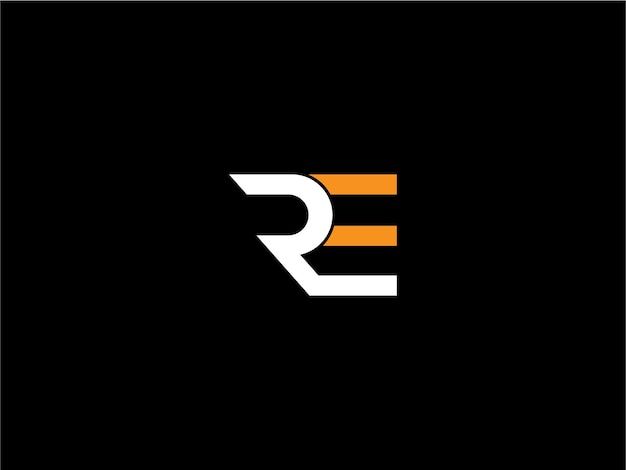 the letter e is made up of orange and white stripes on a black background with an orange stripe in the middle