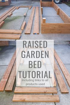 raised garden bed with text overlay that reads raised garden bed tutor including links to all products used