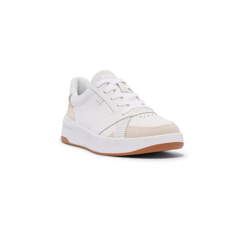 Keds The Court Leather Lace Up - Free Shipping | KEDS Modern Leather Chunky Sneakers With Perforated Toe Box, Modern Leather Chunky Sneakers With Perforated Toe, Trendy Leather Skate Shoes With Gum Sole, Leather Chunky Sneakers With Rubber Sole In Athleisure Style, Leather Low-top Chunky Sneakers In Athleisure Style, Trendy Leather High-top Sneakers With Gum Sole, Athleisure Leather Low-top Chunky Sneakers, Everyday High-top Sneakers With Perforations, White Leather Athleisure Platform Sneakers