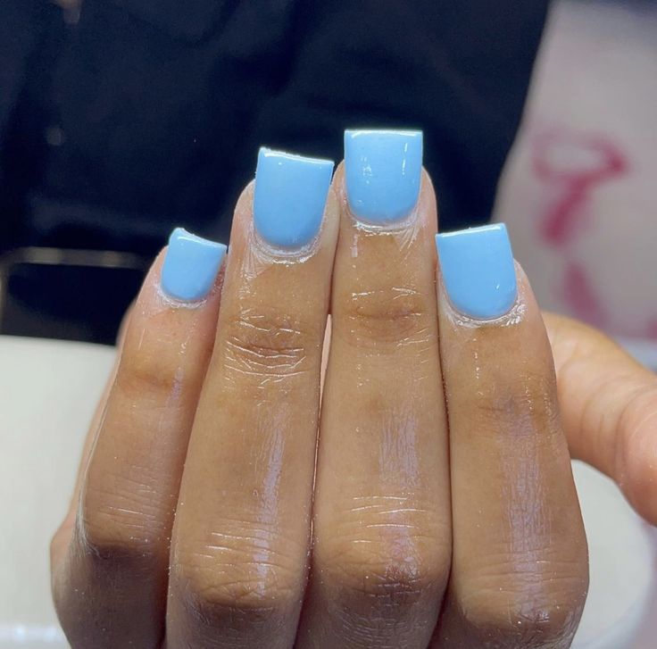 Shirt Acrylic Nails Square Designs, Back To School Nails Acrylic Short Blue, Sky Blue Nails Short Square, Short Blue Square Acrylic Nails, Short Acrylic Nails 11-12, Baddie Short Acrylic Nails Blue, Square Aura Nails Short, Blue Shorties Nails Square, Nails Acrylic Blue Short