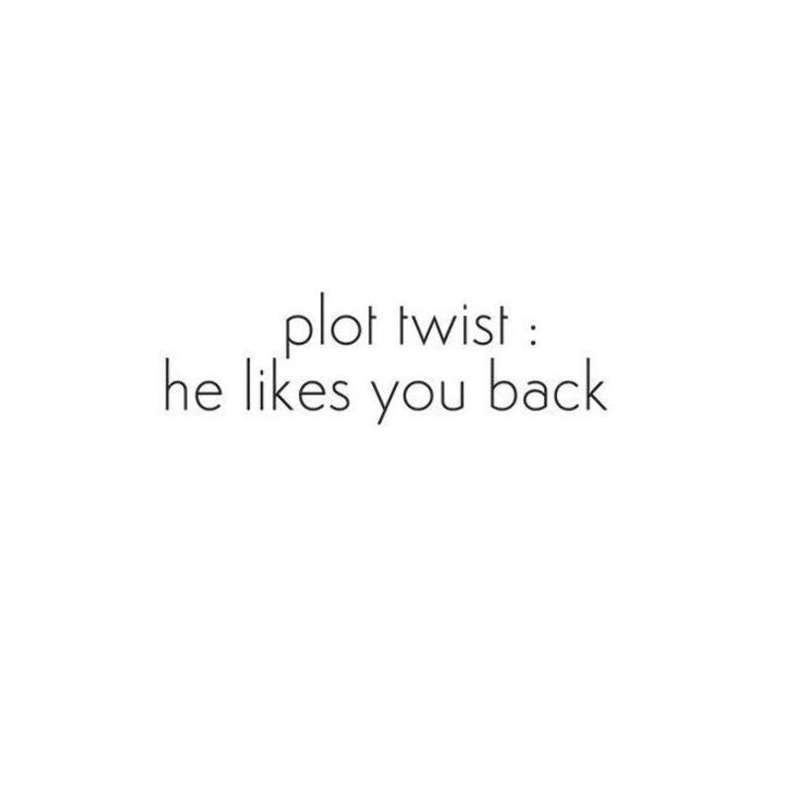 the words plot twist he likes you back