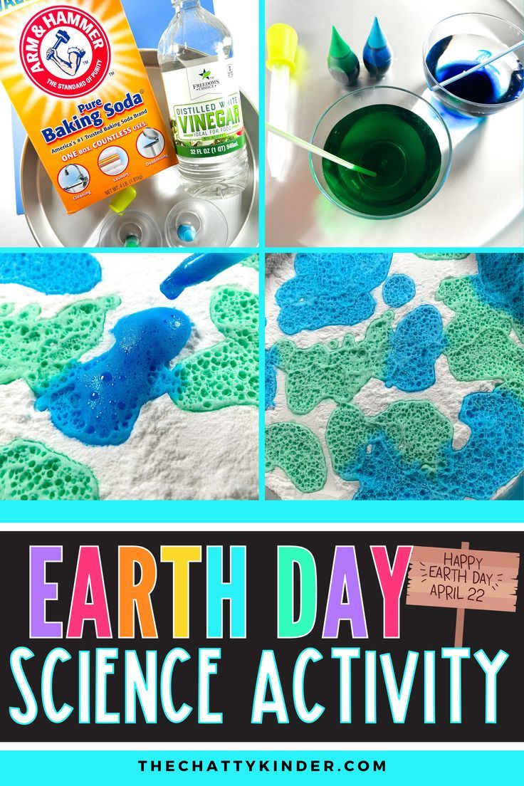 earth day science activity for kids with pictures and text that reads earth day science activity