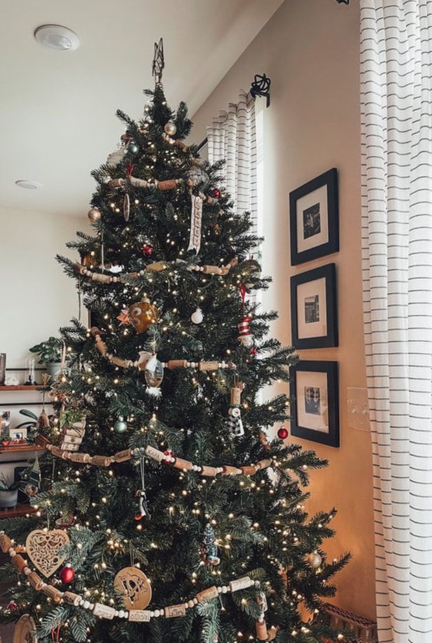 a decorated christmas tree in a living room