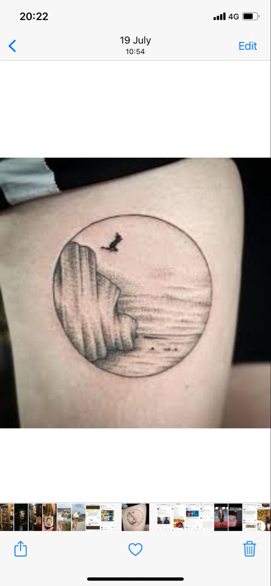 an image of a tattoo on someone's leg that is in the shape of a circle