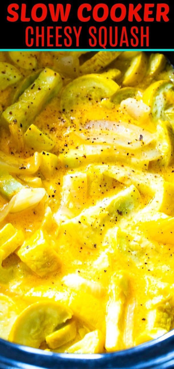 this slow cooker cheesy squash casserole is the best way to make it