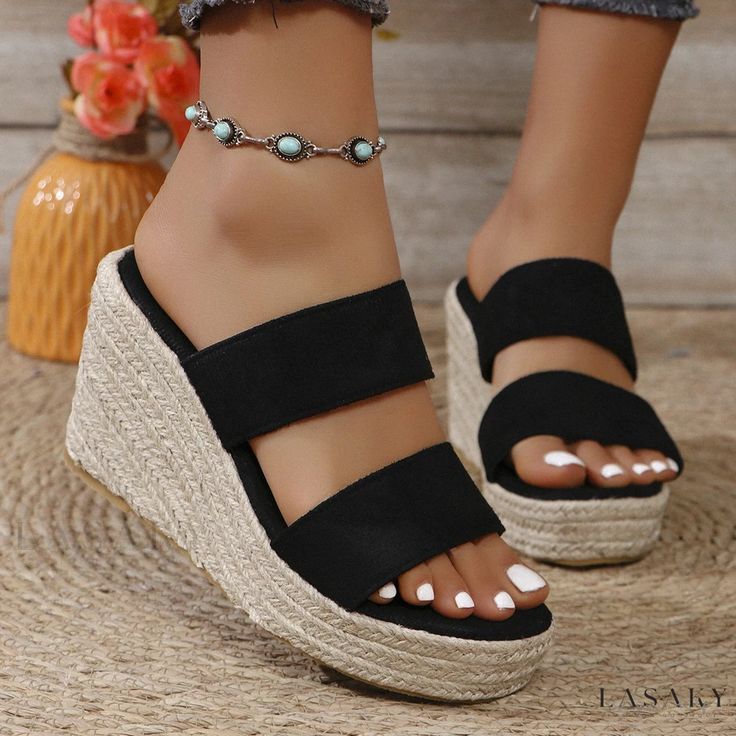 Lasaky - Platform Thick-soled Sandals with Casual Peep Toe Design for Elevated Style Chunky Heel Platform Boots, Sparkly Sandals, Womens Espadrilles Wedges, Block Heel Loafers, Slip On Espadrilles, Closed Toe Sandals, Zipper Heels, Elevated Style, Bow Sandals