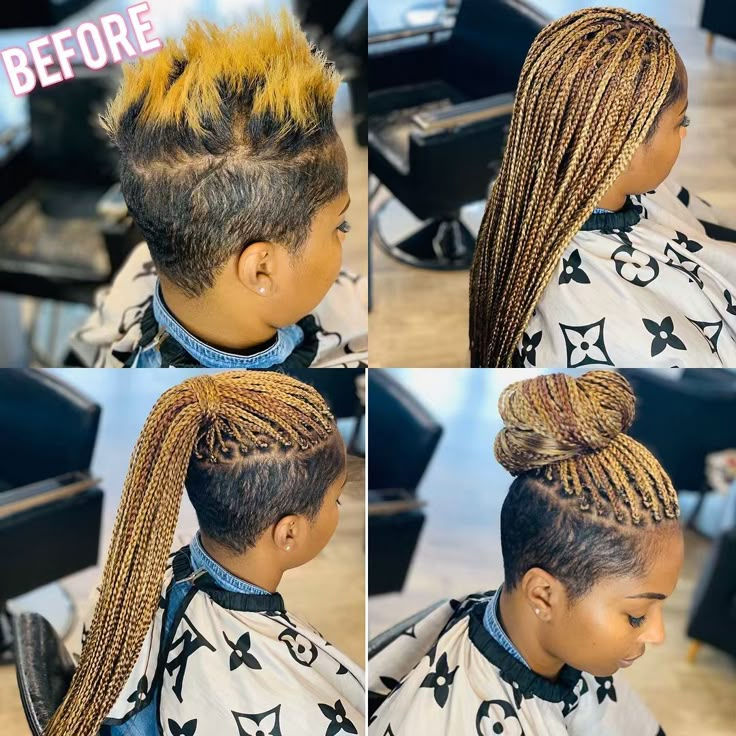 Reda on Instagram: “Box Braids On Short Hair  #atl #atlanta #atlhairstylist #atlantahairstylist #stylist #mua #braids #feedinbraids #cornrows #knotlessbraids…” Shaved Sides With Braids, Box Braids On Short Hair, Braids Shaved Sides, Braids On Short Hair, Box Braids Shaved Sides, Mohawk Braids, Braids With Shaved Sides, Shaved Hair Designs, Shaved Side Hairstyles