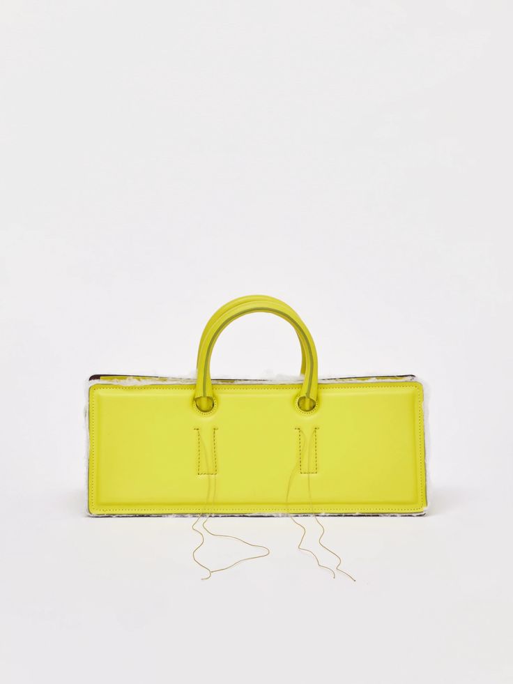 Otto Bag in Lime by Dentro-Dentro-Idlewild Leather Satchel With Dust Bag In Rectangular Shape, Square Leather Briefcase With Dust Bag, Money Pouch, Platform Flats, Structured Bag, Doctor Bag, By Malene Birger, How To Make Handbags, Leather Cleaning