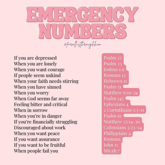 a pink poster with the words emergency numbers written in different font styles and colors on it