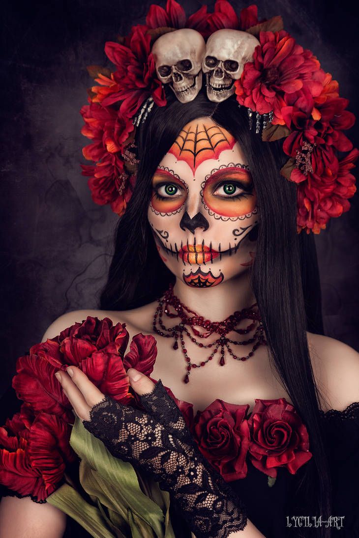 Makijaż Sugar Skull, Catrina Costume, Halloween Makeup Sugar Skull, Sugar Skull Costume, Halloweenský Makeup, Sugar Skull Artwork, Dead Makeup, Den Mrtvých, Halloween Makeup Pretty