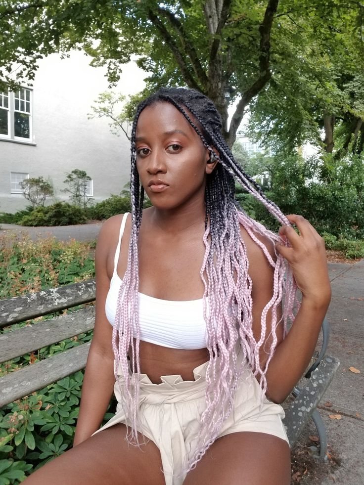 Pink Ombré Braids, Ombré Braids, Box Braids With Curly Ends, Pink Box Braids, Braids With Curly Ends, Ombre Box Braids, Ombre Braid, Ombre Pink, Cute Makeup Looks