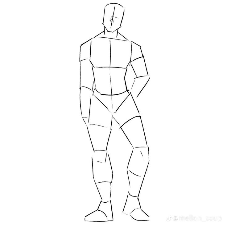 a drawing of a man standing with his hands on his hips