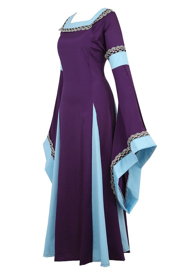 Renaissance fair costumes for women. Long bell sleeve chemise, elegant long gown with lacing on the back which are adjustable to fit your figure. Medieval dress ideal for renaissance festival, cosplay party, stage performances, costume party, Halloween party, theme party etc. Renaissance Festival Costumes Descriptions: Costume Color: Purple, Black, Green, Blue, Deep blue, Red, Wine Red, Dark GreenCostume Style: Victorian Era Costumes, Renaissance dress/ Medieval/ Gothic/ Victorian/ Retro/ Halloween Costume Material: 90% polyester, 10%Spandex Costume Design：Lace up design, long bell sleeves detail, vintage style renaissance festival outfits for women.Sleeve Type: Long Sleeve, Queen gown bell sleeve dressesPackage Includes: 1* medieval dress How to find your perfect size of the renaissance f Plus Size Corset Outfits, Retro Gown, Medieval Costume Women, Steampunk Corset Dress, Queen Gown, Party Outfits For Women, Costume For Women, Womens Long Dresses, Corset Fashion