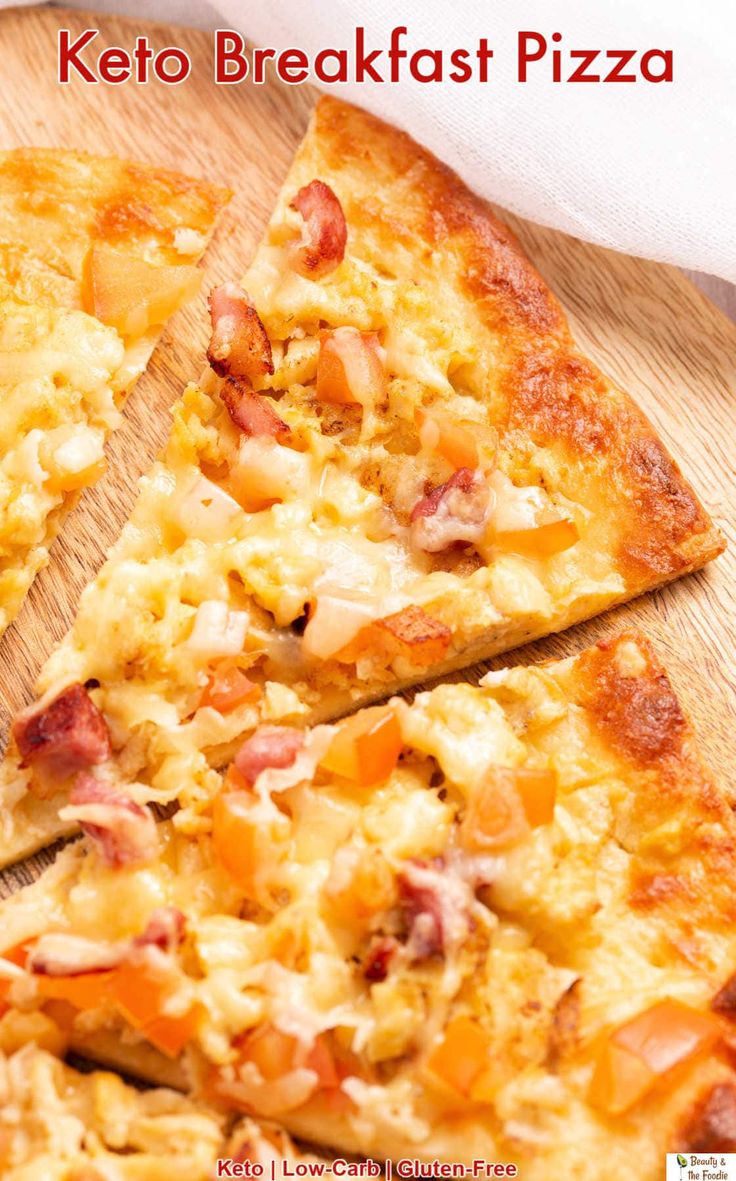 a close up of a sliced pizza on a cutting board