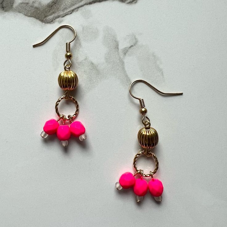 These Beauties Are Handcrafted And Ready To Find Their New Home! - Made In The Midwest - Ready To Ship - Lightweight Pink Dangle Hoop Earrings For Summer, Summer Pink Dangle Hoop Earrings, Pink Bohemian Hoop Earrings, Bohemian Pink Hoop Earrings, Adjustable Pink Hoop Jewelry, Handmade Pink Hoop Earrings For Summer, Adjustable Small Pink Hoop Earrings, Small Pink Hoop Earrings Nickel Free, Adjustable Pink Hoop Earrings