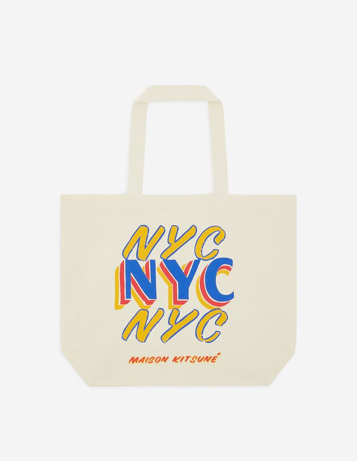 TOTE BAG NYC BEN KLEVAY | Maison Kitsuné Cotton Double Handle Bag With Logo Print, Double Handle Canvas Bag With Logo Print, Canvas Bags With Logo Print And Double Handle, Canvas Bags With Logo Print For Shopping, Logo Print Canvas Tote For Shopping, Everyday Rectangular Bags With Logo Print, Everyday Tote Bag With Logo Print, Canvas Shopping Bag With Logo Print, Travel Canvas Tote Bag With Logo Print