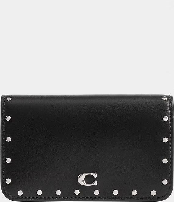 COACH Essential Slim Card Case With Rivets | Dillard's Elegant Coach Trifold Wallet With Coin Pocket, Classic Bifold Wallet On Chain With Card Slots, Coach Trifold Wallet With Coin Pocket For Formal Use, Classic Coach Trifold Wallet With Card Slots, Coach Trifold Wallet For Formal Occasions, Coach Trifold Formal Wallet, Classic Coach Leather Wallets, Coach Trifold Wallet With Rfid Blocking For Formal Use, Elegant Coach Trifold Wallet