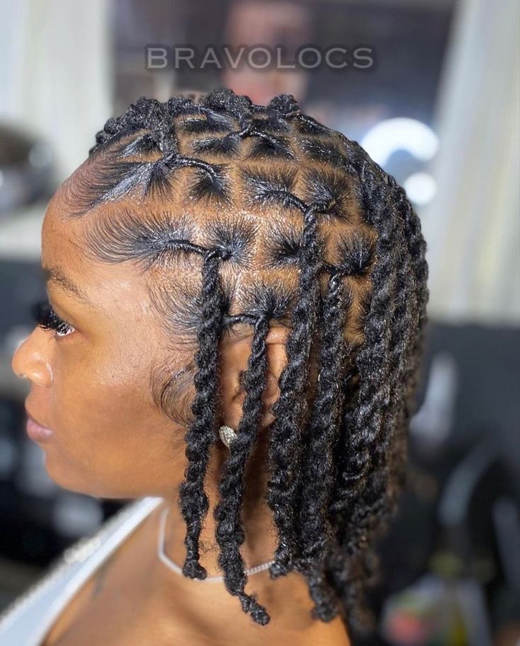 Rope Twist On Starter Locs, Two Strand Locs Women, Retwist And Style On Short Locs, Rope Twist Locs Styles Short, Barrel Twist Starter Locs Women, Dreadlock Styles For Short Locs, Loc Styles 2 Strand Twist, 2strand Twist Hairstyles, Rope Twist On Short Locs