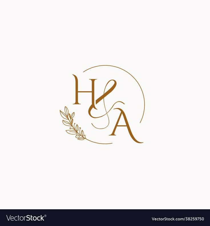 the letter h and a with an olive branch on it logo design template for company