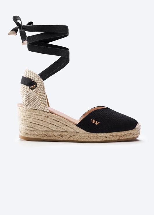 Gava Canvas Women's Wedges | Handmade in Spain Medium Wedges, Sell Shoes, Comfortable Wedges, Lace Up Espadrilles, Your Pretty, Wedge Espadrilles, On Clouds, Lace Up Wedges, Canvas Handbags