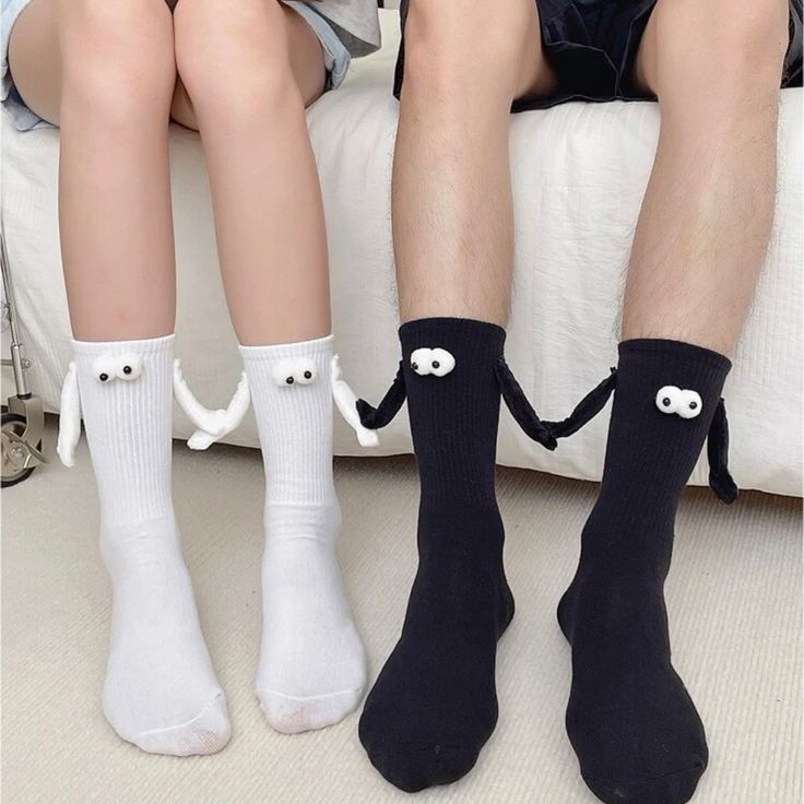 Best Friend Socks | Bff Socks | Sock Friends Pick Black Or White Couple Socks, Socks Funny, Black And White Socks, Matching Socks, Thanksgiving Fashion, Boys Socks, Black And White Cartoon, Pink Socks, Puma Women