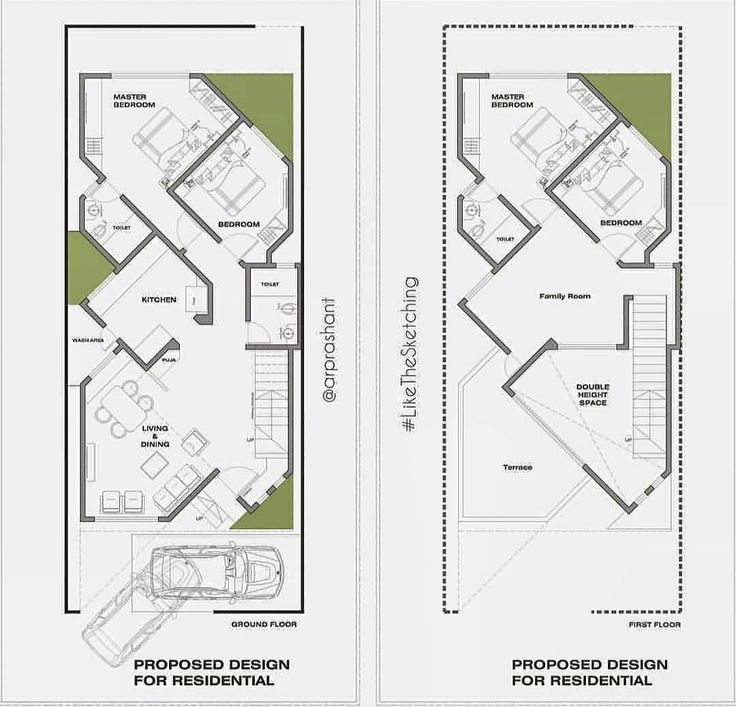 two floor plans for a modern home