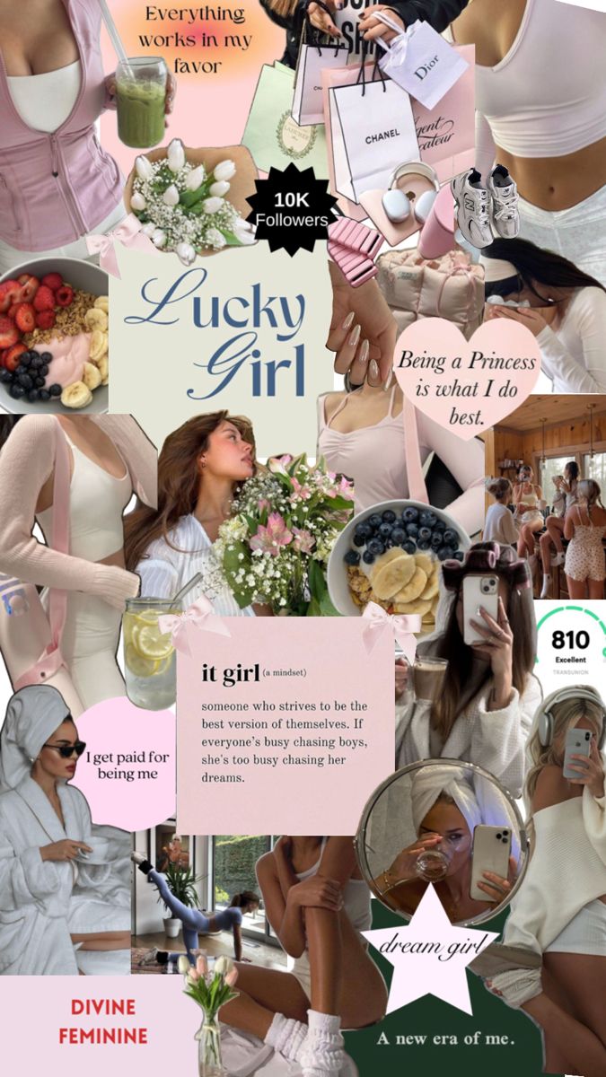 How Lucky Are We Photo Wall, Hot Girly Wallpapers Aesthetic, Girly Vision Board, Lucky Girl Wallpaper, Lucky Girl Aesthetic, Girl Vision Board, 2025 Manifestation, Girl Affirmations, Vision Board Themes