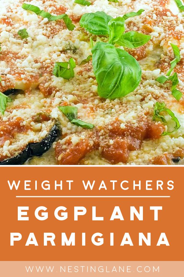 an eggplant parmesan pizza with basil on top and the words weight watchers