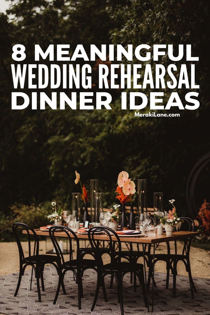 an outdoor table with chairs and flowers on it is featured in the article 8 meaningful wedding rehearsal dinner ideas