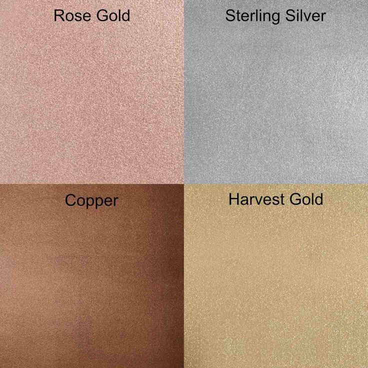 four different shades of copper, silver and copper are shown in the same color scheme