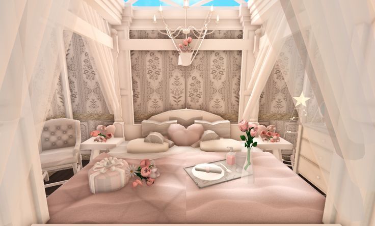 a bed room with a neatly made bed and flowers