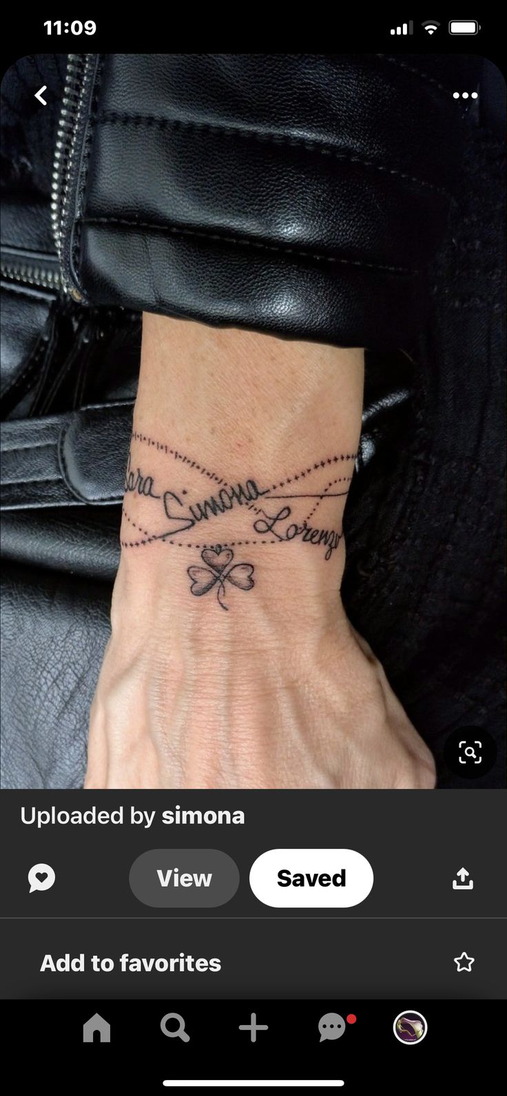 a wrist tattoo with words on it