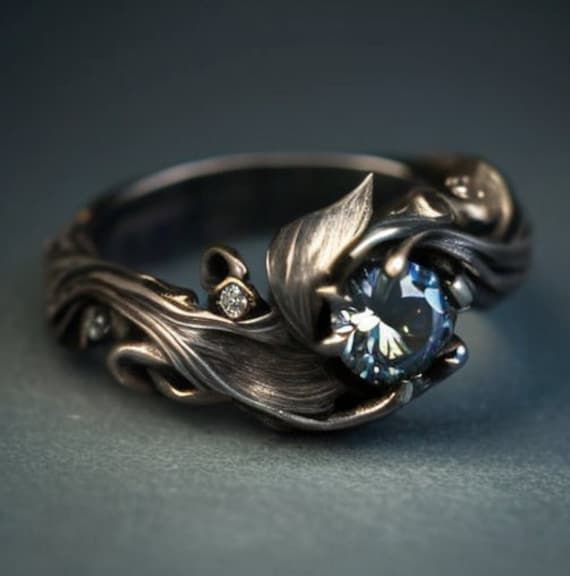 engagement ring, non traditional, gothic engagement ring, vintage engagement ring, statement ring, floral ring, geek ring, dark, black gold Norse Engagement Ring, Non Traditional Unique Engagement Rings Vintage, Unique Engagement Rings Non Traditional Vintage, Gothic Rings Engagement, Goth Engagement Rings, Engagement Ring Non Traditional, Nature Wedding Ring, Mens Wedding Rings Unique, Nontraditional Engagement Rings