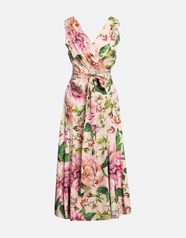 This Dolce & Gabbana shift wrap Sleeveless maxi dress boasts a rich silk-chiffon fabric and intricate multicolor floral print, giving it luxurious look. The waist belt tie cinches around for an alluring feminine shape, while delicate lace detailing on chest adds refined finish. Mother Of Groom Outfits, D&g Dress, Chiffon Wrap Dress, Dress Light Pink, Silk Chiffon Fabric, Satin Belt, Valentines Day Dresses, Womens Long Dresses, Chiffon Wrap