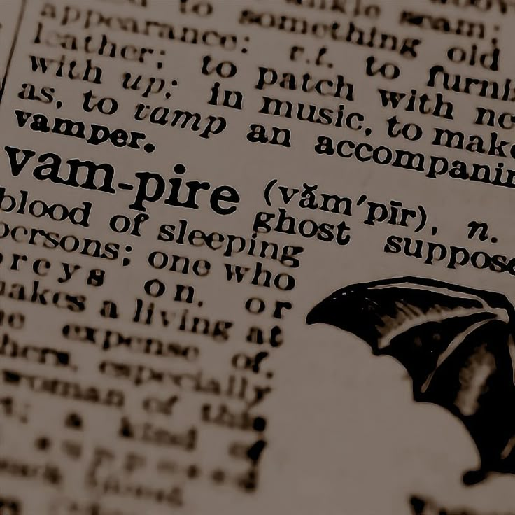 an open book with the words vampire written in black and white, on top of it