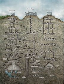 an image of a diagram on the side of a mountain with water and power lines