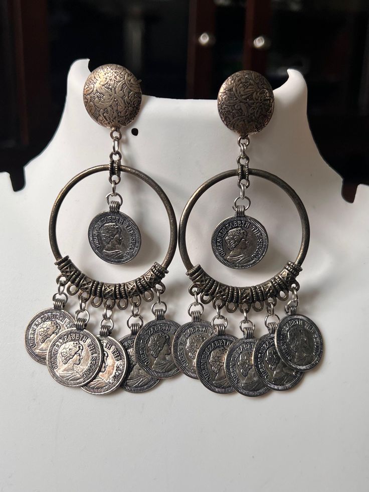 Oxidized coin earrings handmade jewelry from India Cultural Jewelry, Coin Earrings, Wine Colored, Lovely Colors, Earrings Handmade, Jewelry Earrings Dangle, Etsy Gifts, Etsy Earrings, Dangle Drop Earrings