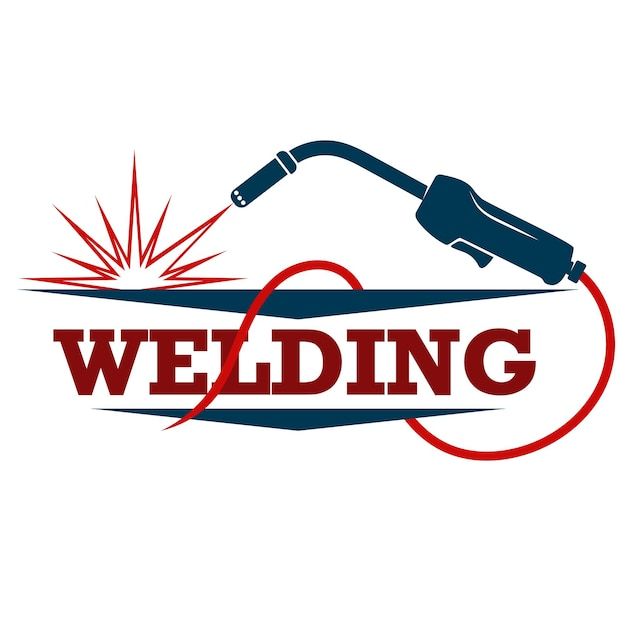 weldering logo on white background with red and blue text that says welding in the center