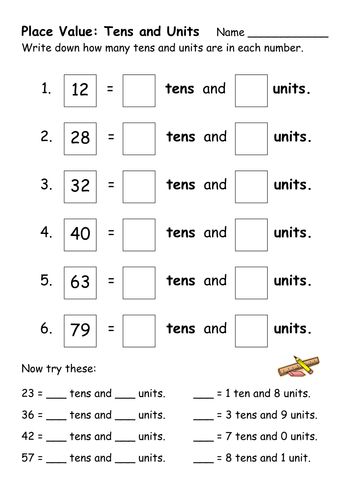 the worksheet for adding tens and units to tens with numbers on it