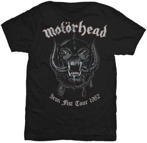 Our vintage Motorhead concert tshirt is from the classic British heavy metal band's 1982 Iron Fist Tour, performed to promote their album, also titled Iron Fist. Released on April 17, 1982, Iron Fist was Motorhead's fifth studio album and was the final Motorhead album to feature the Lemmy Kilmister, Fast Eddie Clarke and Phil Philthy Animal Taylor line-up. The concert tour saw the band performing in Europe, North America and Japan. The Toronto show was filmed and released on video with the title Motorhead Shirt, Japan Band, T Shirt Image, Iron Fist, Rock T Shirts, Short Styles, Concert Tshirts, High Quality T Shirts, Black Design