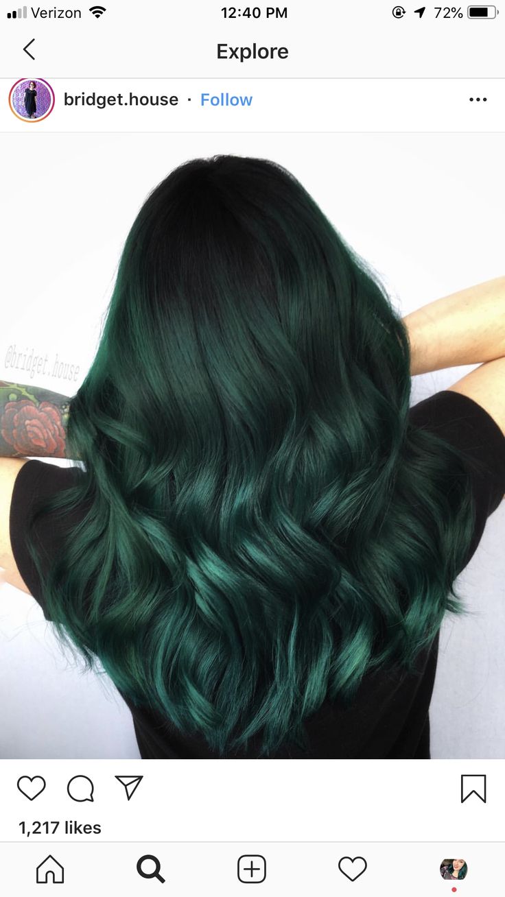 Dark Green Hair Color, Phoenix River, Dark Green Hair Dye, Green Hair Color, Emerald Green Hair, Emerald Hair, Dark Green Hair, Green Hair Dye, Dye My Hair