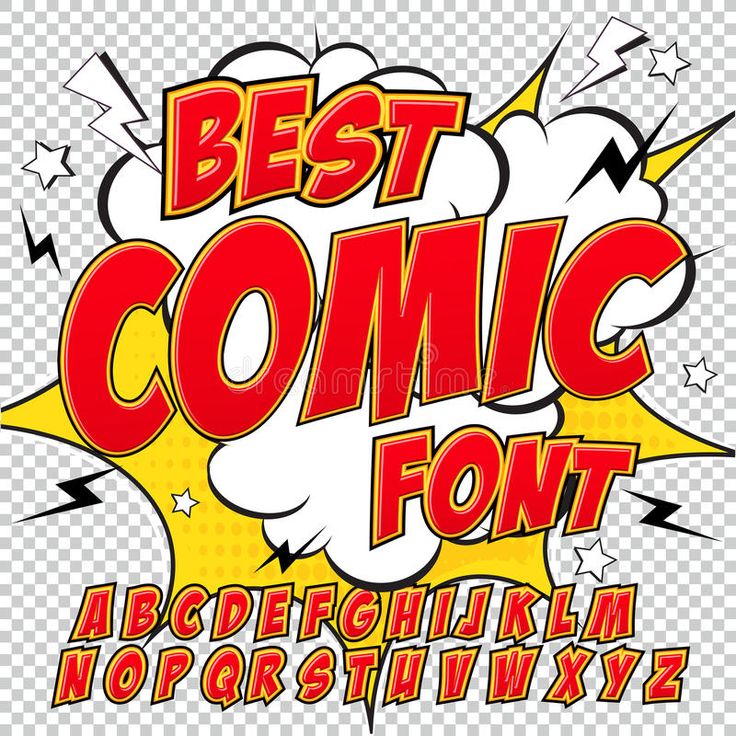 the best comic font in comics style on transparent background with clippings for text