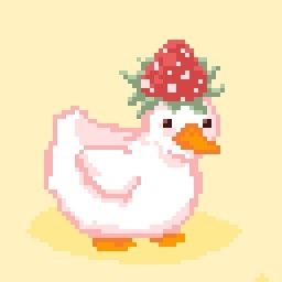 a white chicken with a red flower on it's head