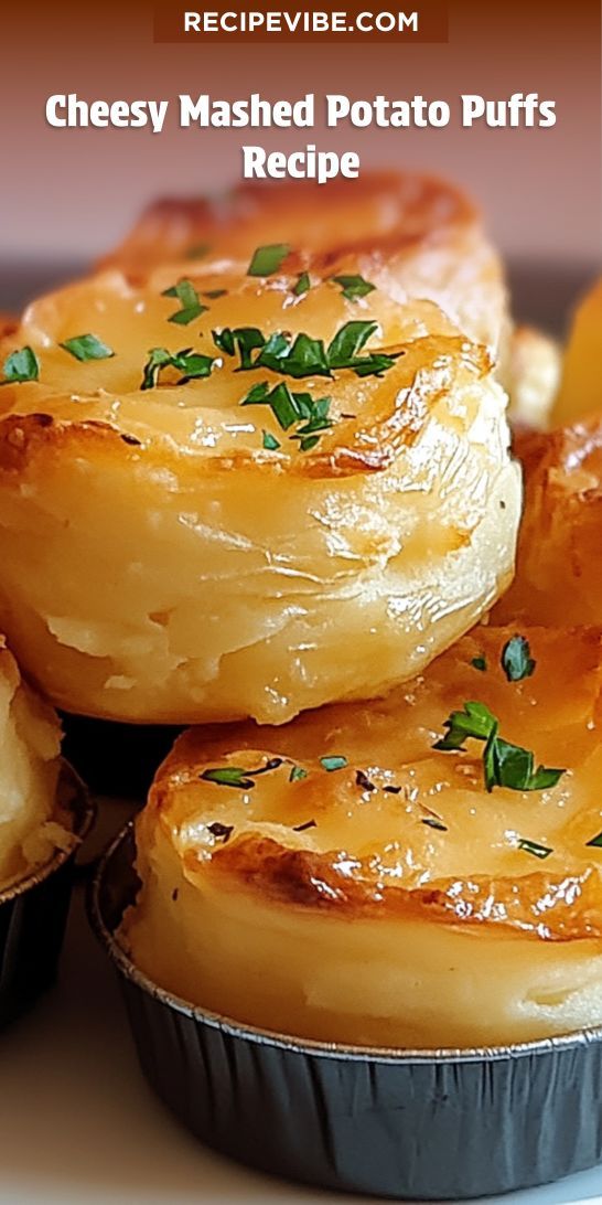 several baked potatoes with cheese mashed potato puffs