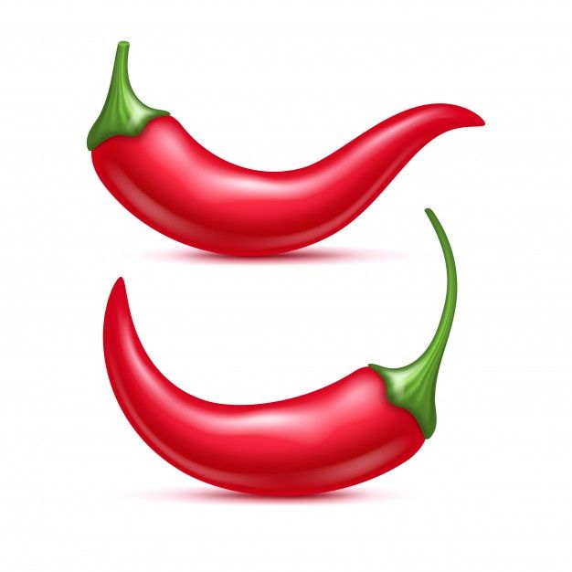 two red chili peppers with green tops